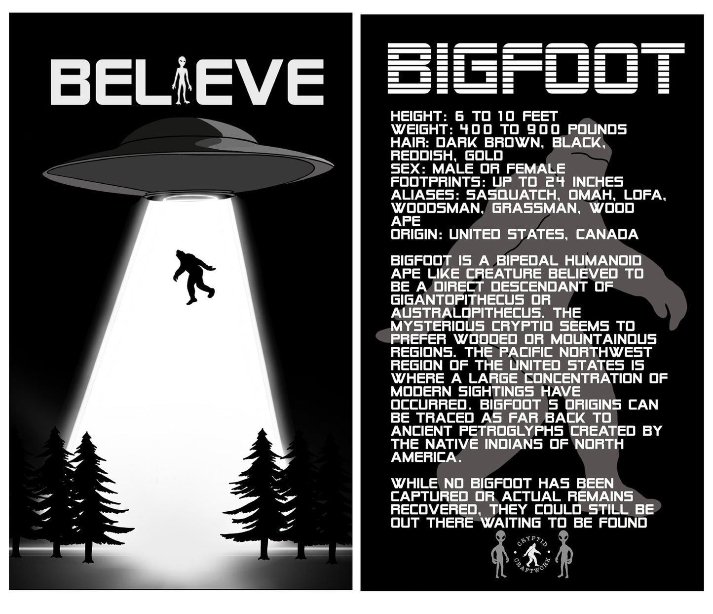 Grey Alien & Bigfoot UFO Abduction Believe Miniature Figures