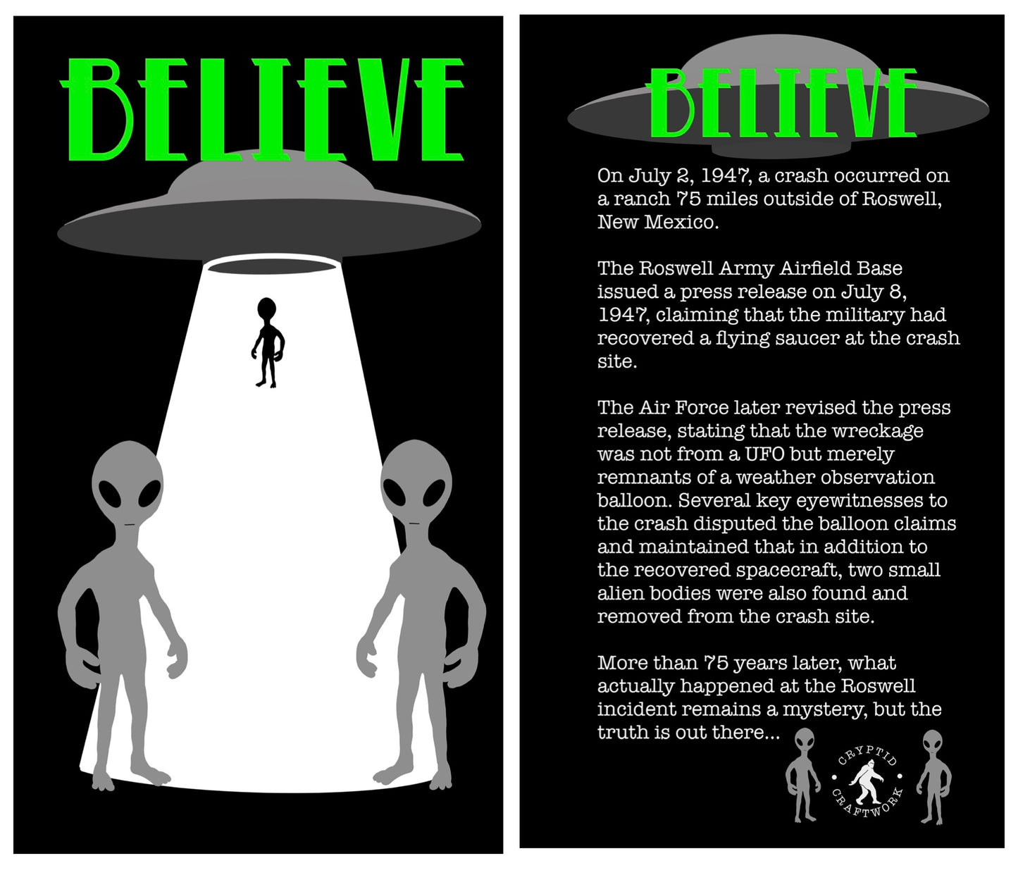 Art Deco Grey Alien UFO Abduction Believe Miniature Figure