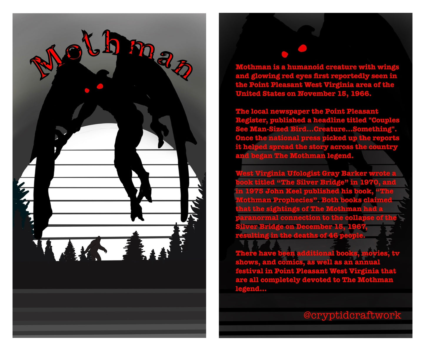 Mothman Custom Carded Retro Design Miniature Figure
