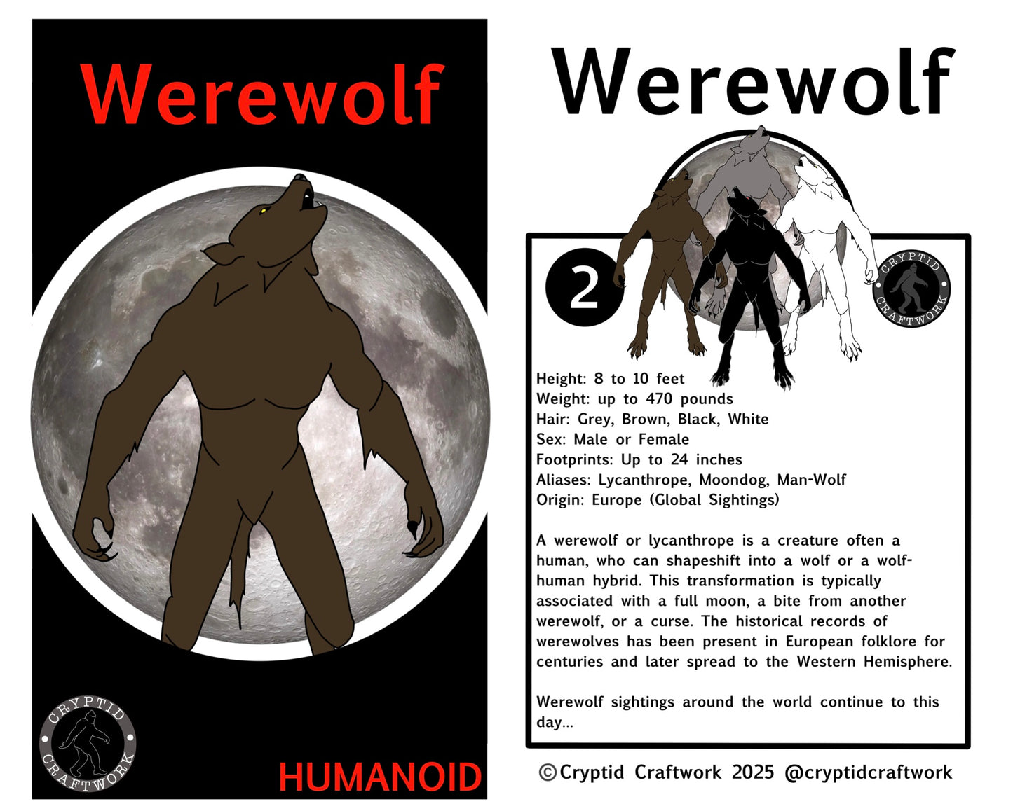 Black Werewolf Miniature Custom Carded Retro Design Lycan Figure