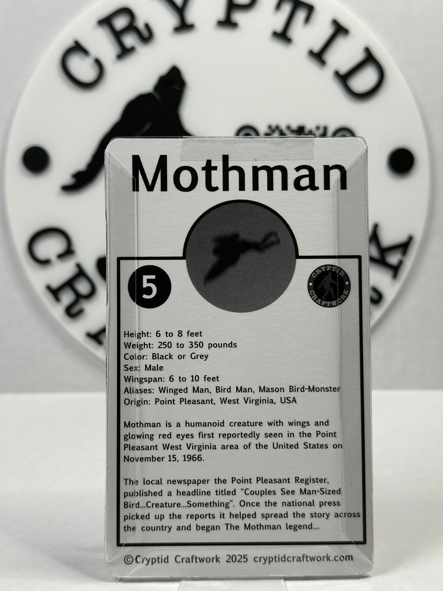 Mothman Custom Carded Retro Design Miniature Figure Grey