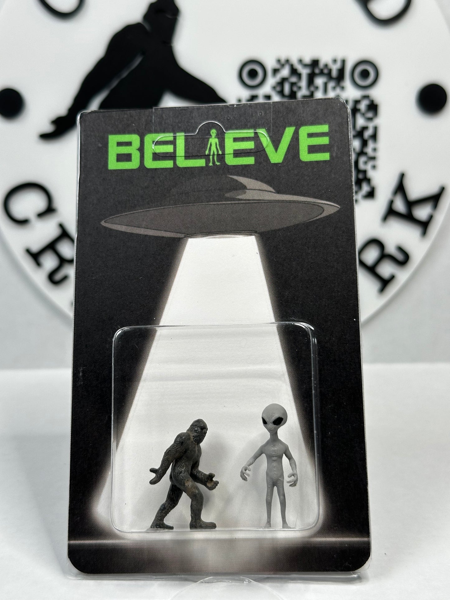 Grey Alien & Bigfoot UFO Abduction Believe Miniature Carded Figures