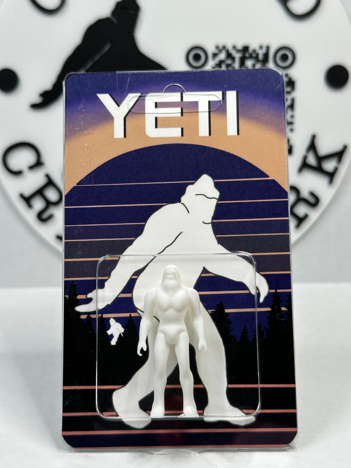 White Yeti Miniature Custom Carded Retro Action Figure Sunset Design