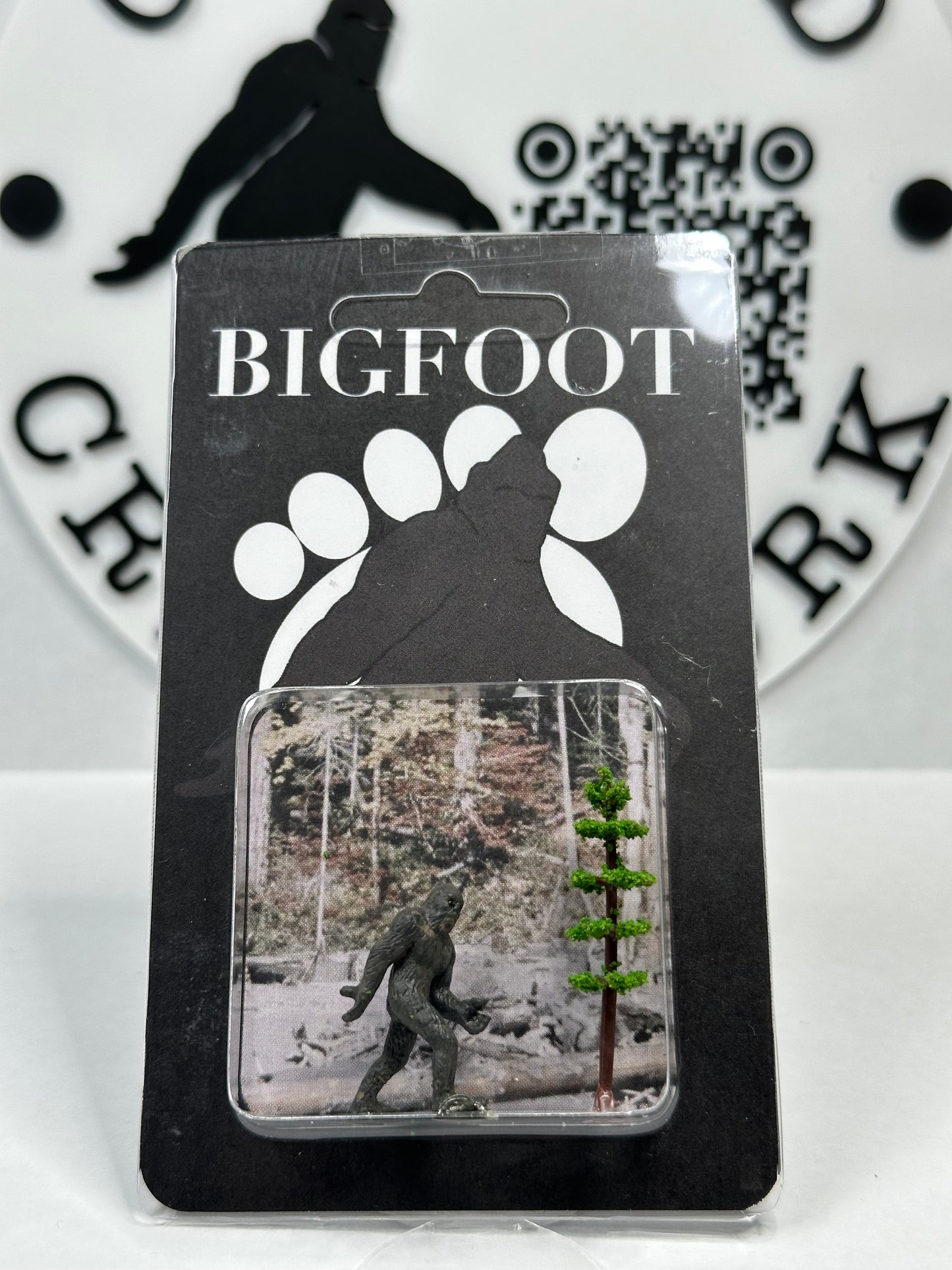 Bigfoot Miniature Custom Carded Retro Figure Noir Design with Tree
