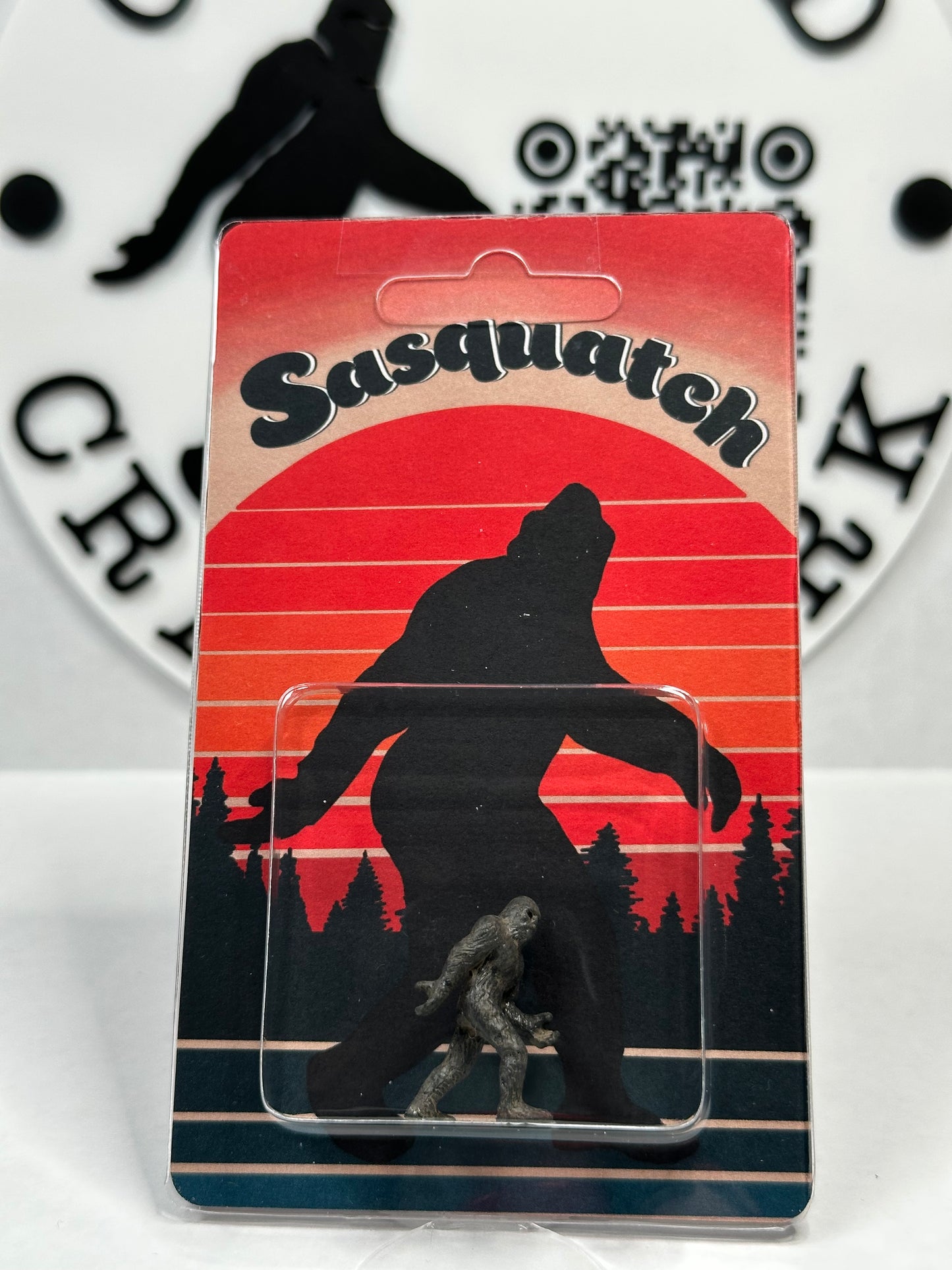 Sasquatch Miniature Custom Carded Retro Sunset Design Figure