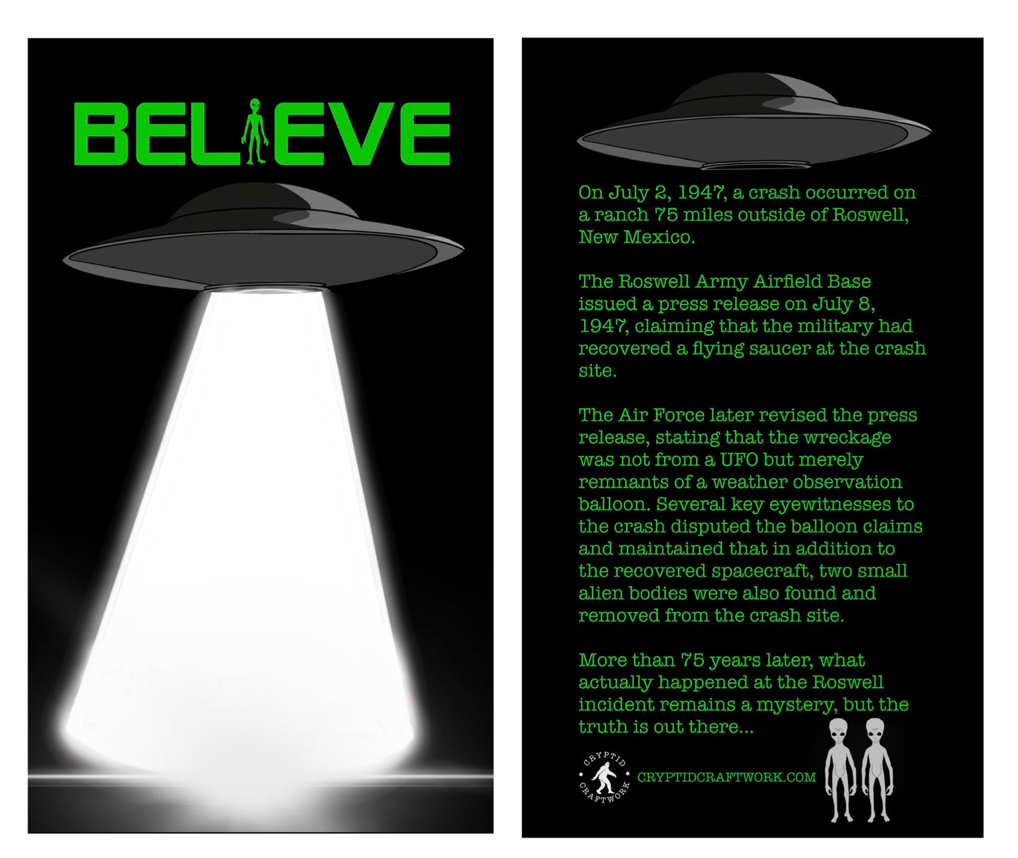 Grey Alien & Bigfoot UFO Abduction Believe Miniature Carded Figures