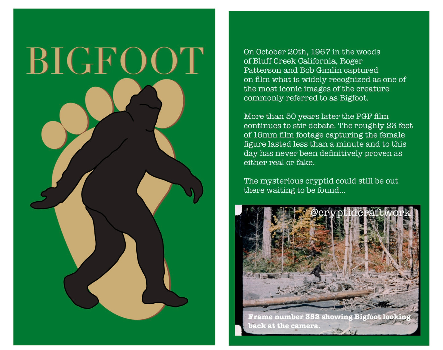Bigfoot Miniature Custom Carded Green Retro Design Figure