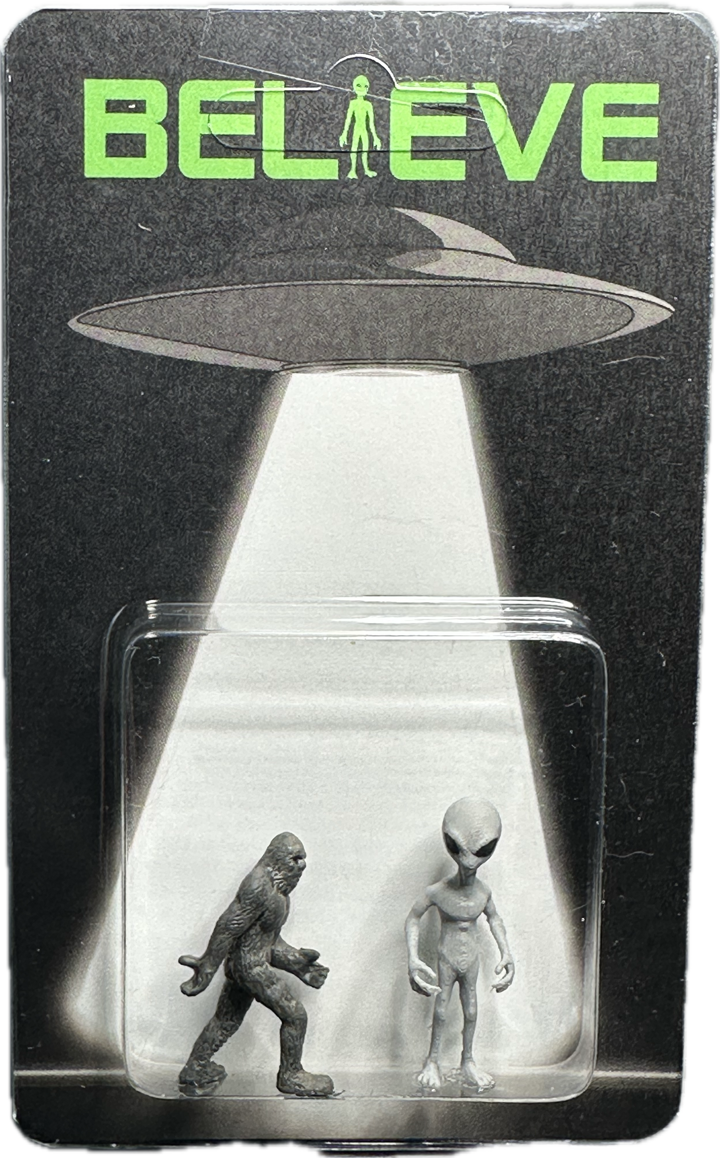 Grey Alien & Bigfoot UFO Abduction Believe Miniature Carded Figures