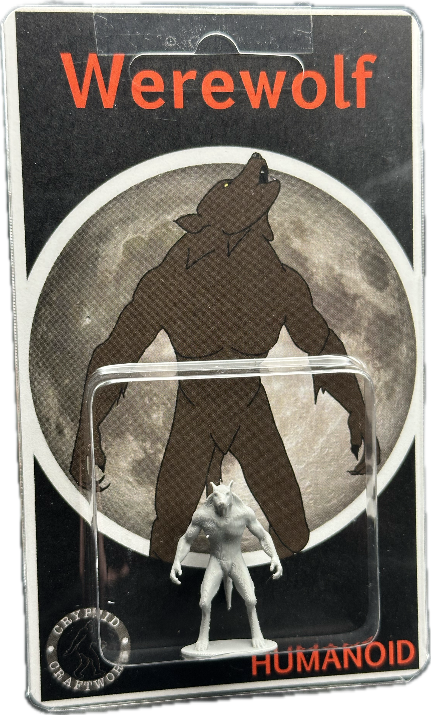 Grey Werewolf Miniature Custom Carded Retro Design Lycan Figure