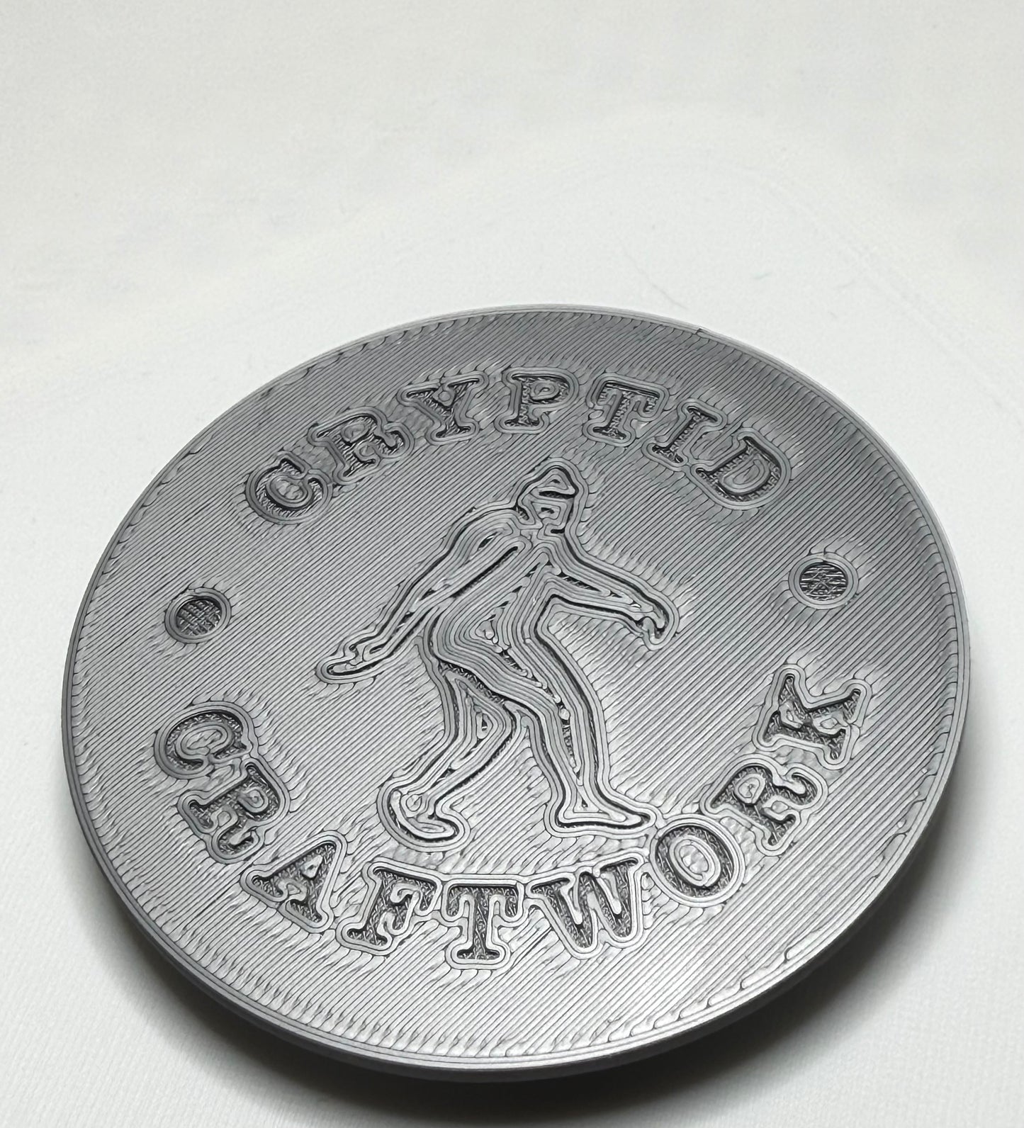 UFO Miniature Figure Display Stand Silver Colored V1: Cryptid Craftwork