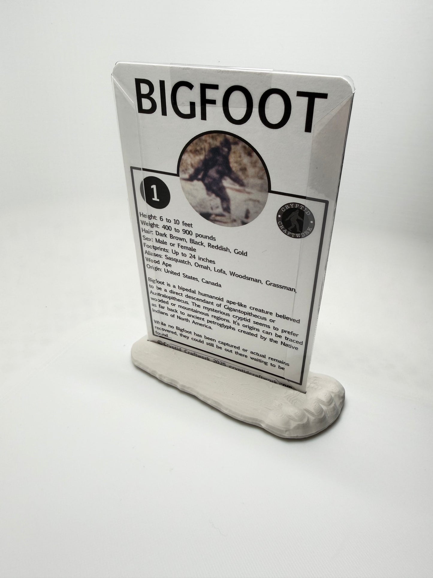 Bigfoot Track Plaster Cast Miniature Figure Display Stand: Cryptid Craftwork