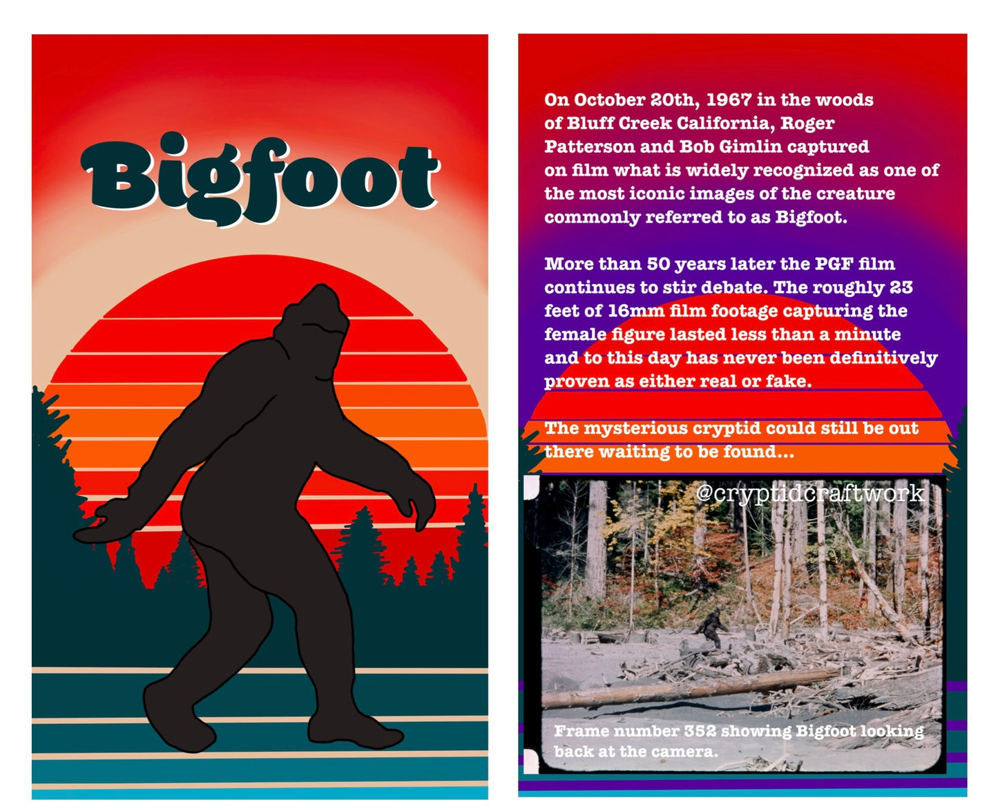 Bigfoot Miniature Custom Carded Retro Sunset Design Figure