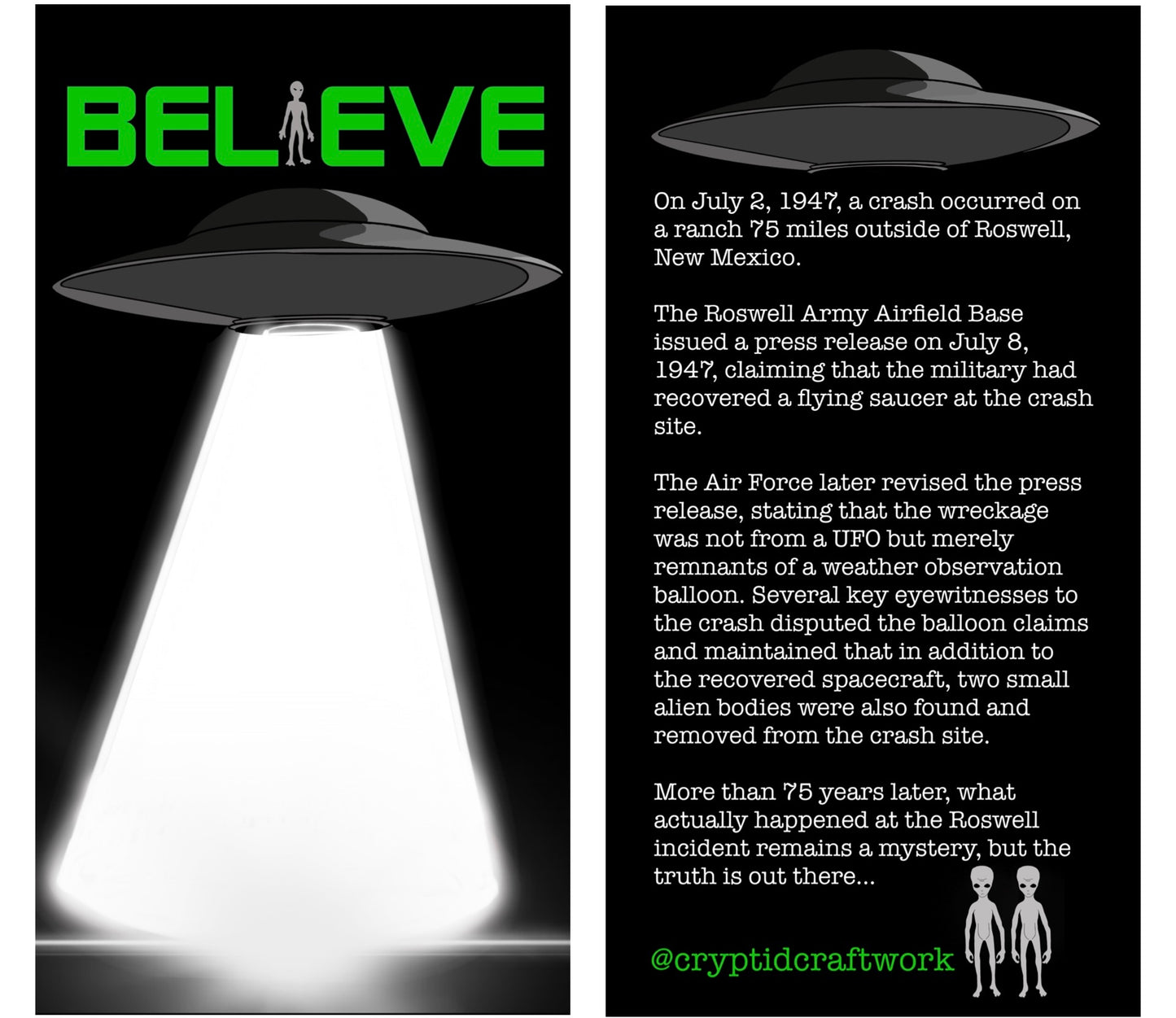 Green Alien UFO Abduction Believe Custom Carded Miniature Figure