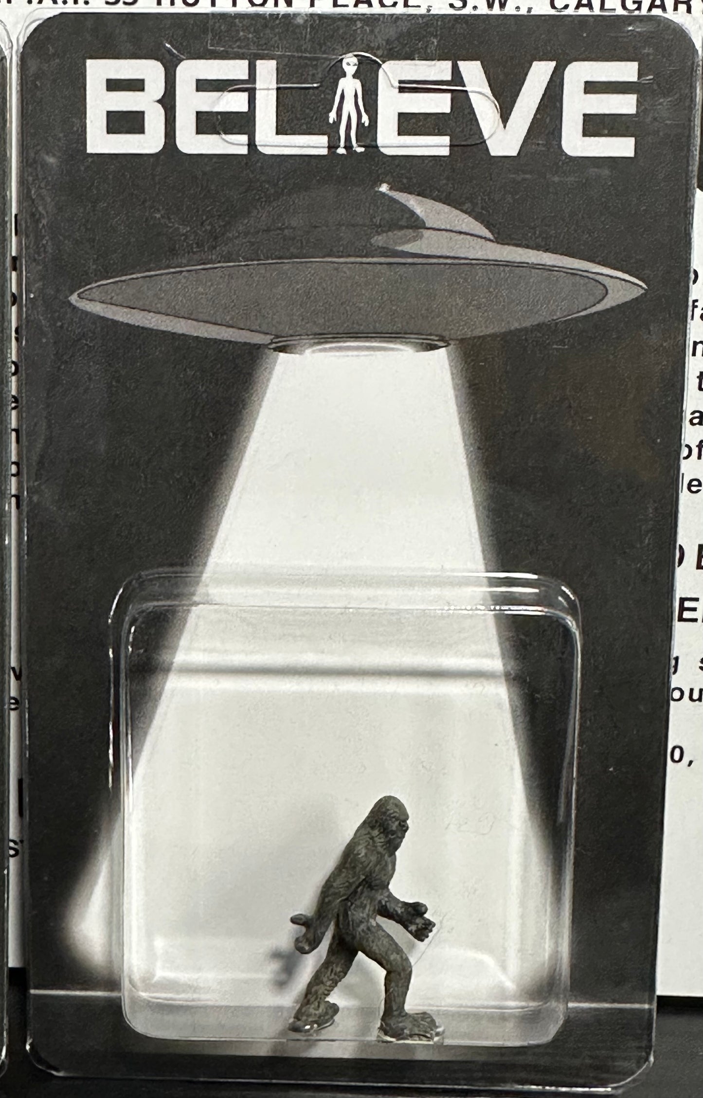 Bigfoot Believe UFO Abduction Miniature Custom Carded Retro Noir Design Figure