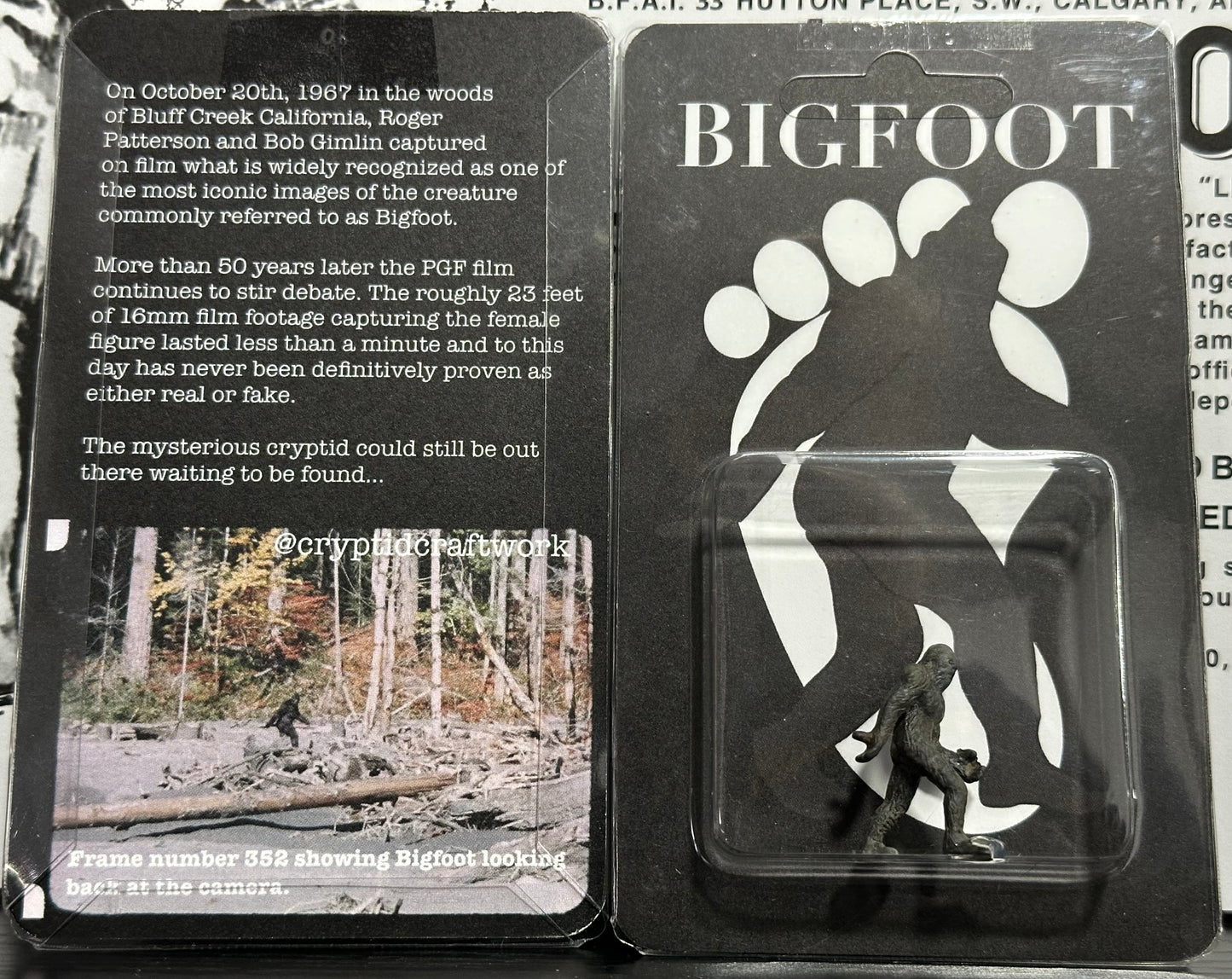 Bigfoot Miniature Custom Carded Retro Figure Full Dark Noir Design