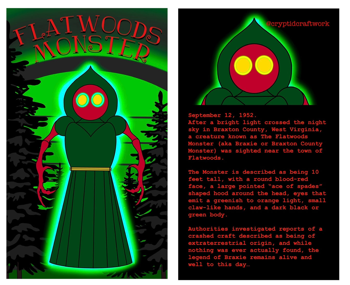 Flatwoods Monster Custom Carded Retro Design Miniature Figure Version 2