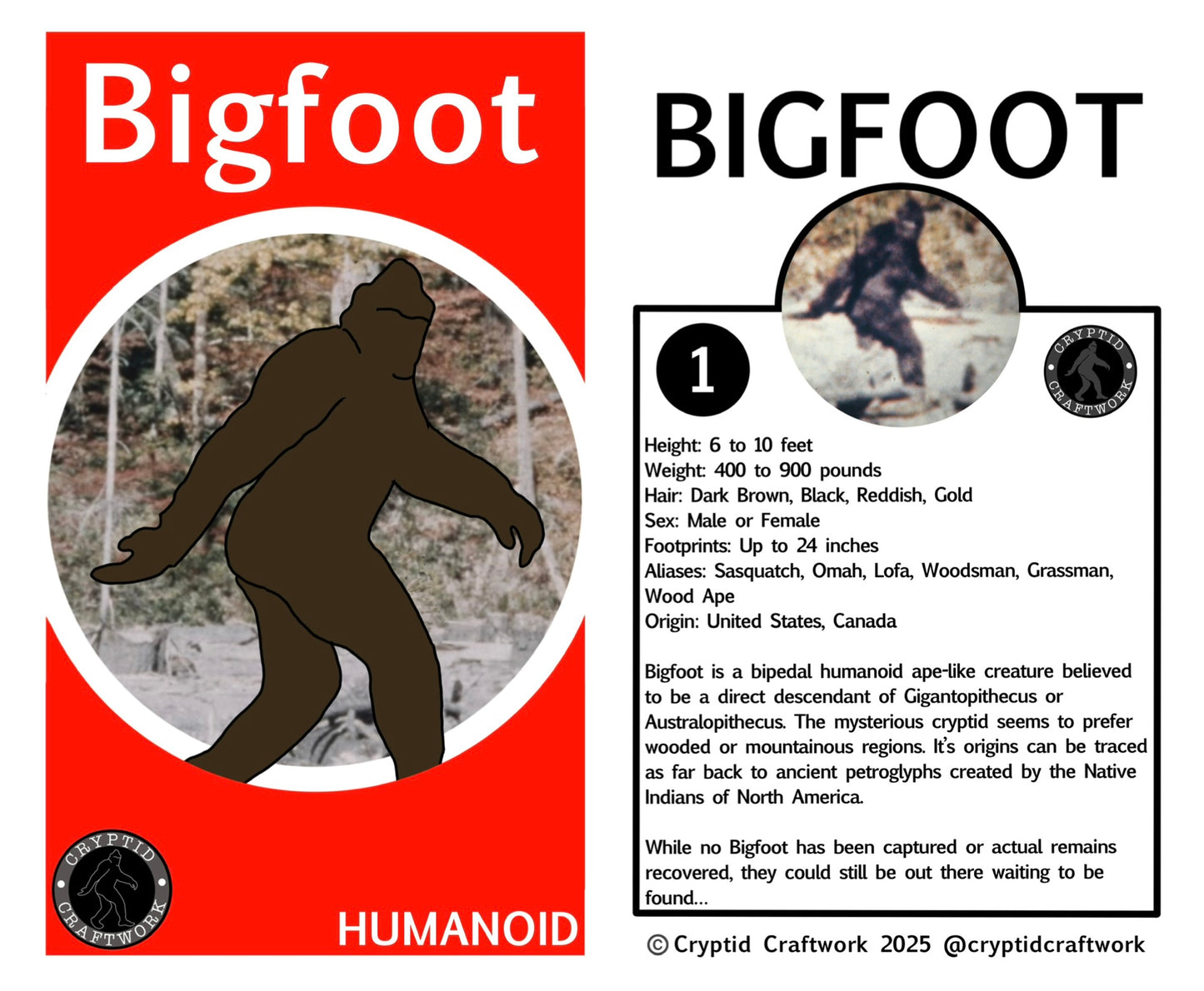 Bigfoot Miniature Red Custom Carded Retro Design Figure