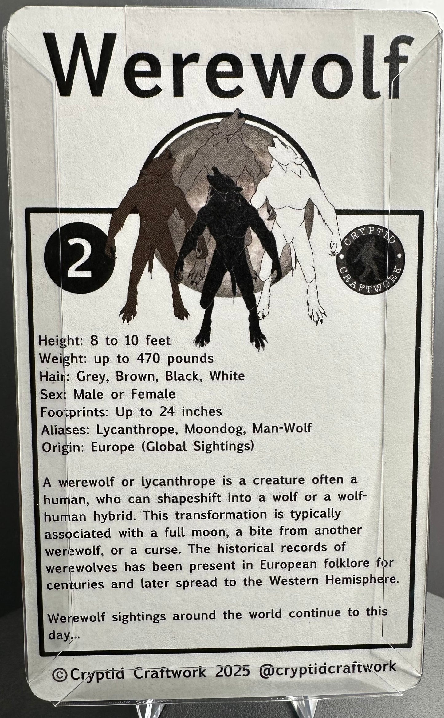 Black Werewolf Miniature Custom Carded Retro Design Lycan Figure