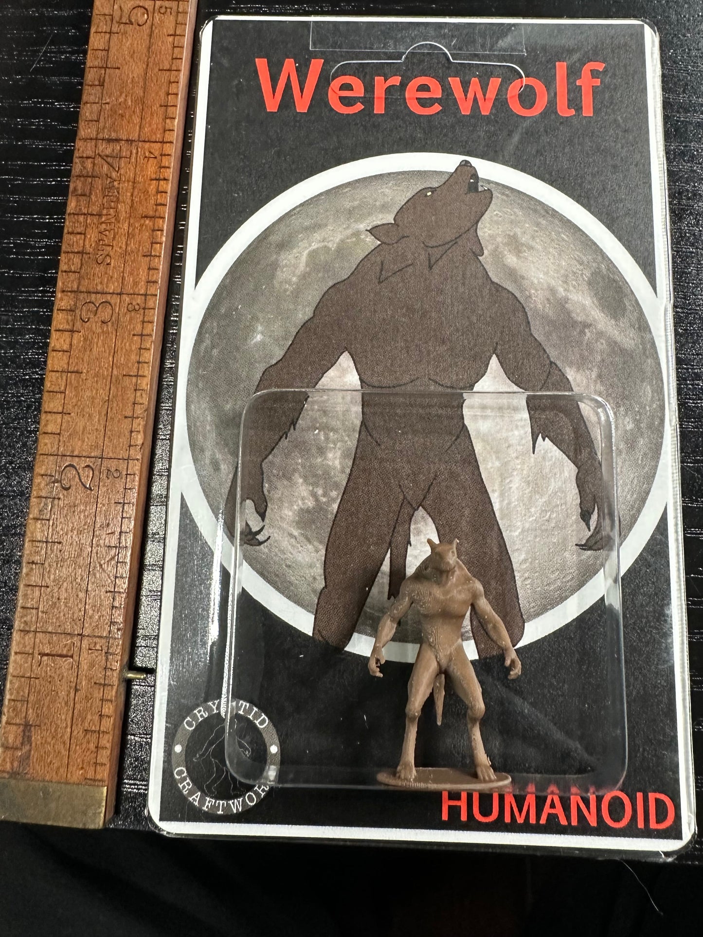 Brown Werewolf Miniature Custom Carded Retro Design Lycan Figure