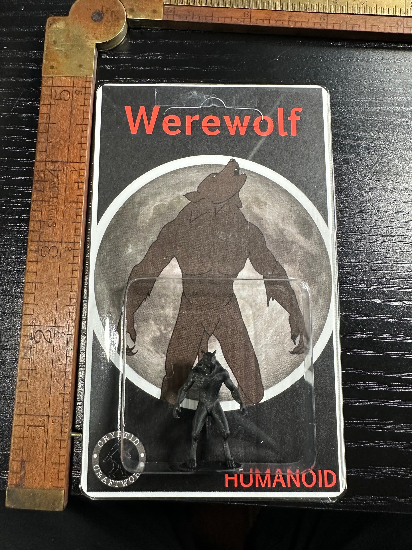 Black Werewolf Miniature Custom Carded Retro Design Lycan Figure
