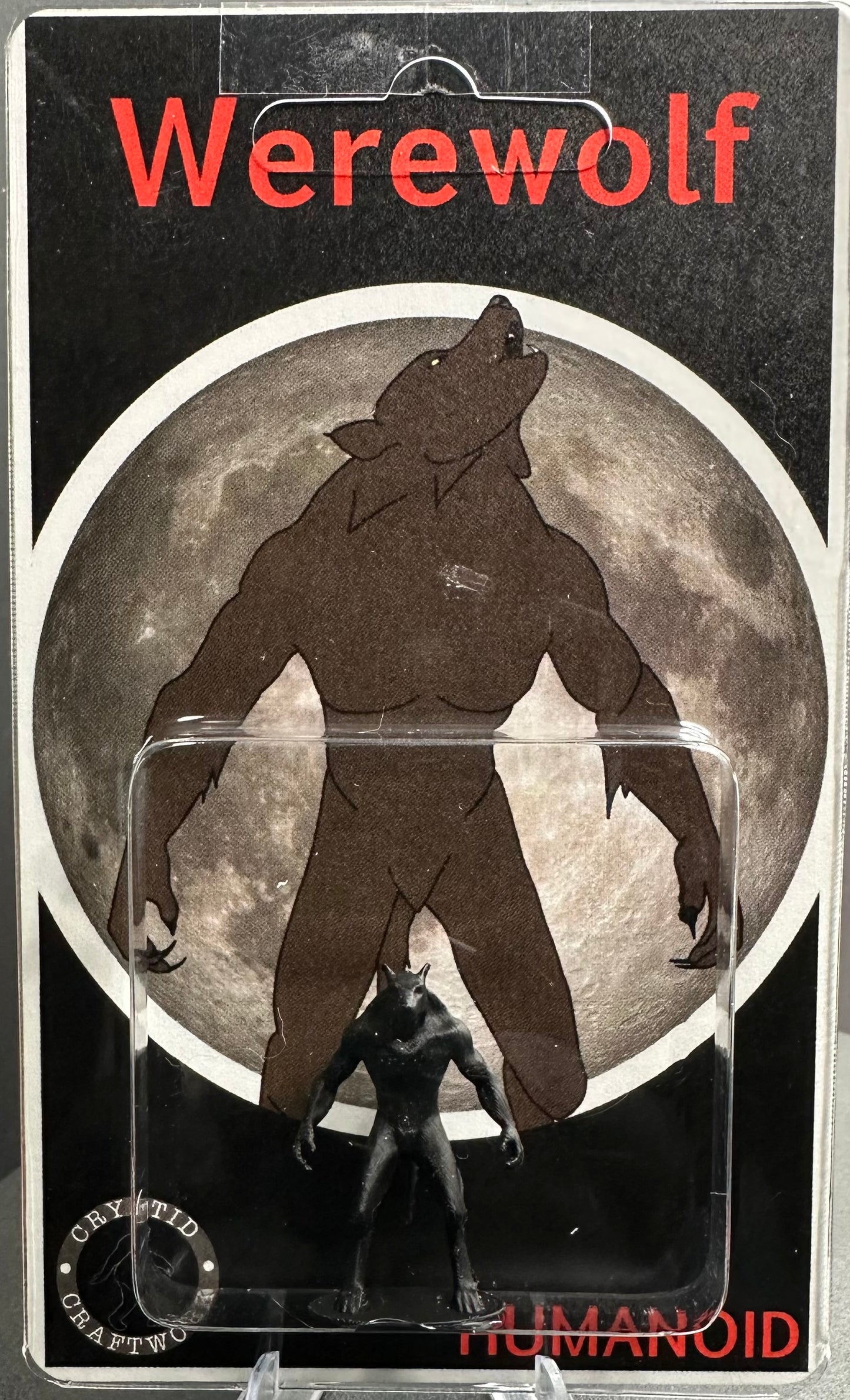 Black Werewolf Miniature Custom Carded Retro Design Lycan Figure