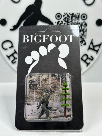 Bigfoot Miniature Custom Carded Retro Figure Noir Design with Tree