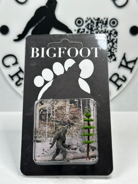 Bigfoot Miniature Custom Carded Retro Figure Noir Design with Tree