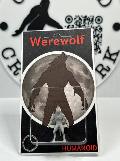 Grey Werewolf Miniature Custom Carded Retro Design Lycan Figure