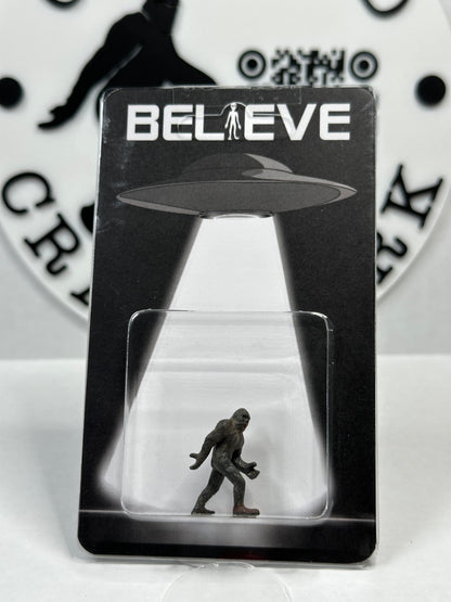 Bigfoot Believe UFO Abduction Miniature Custom Carded Retro Noir Design Figure