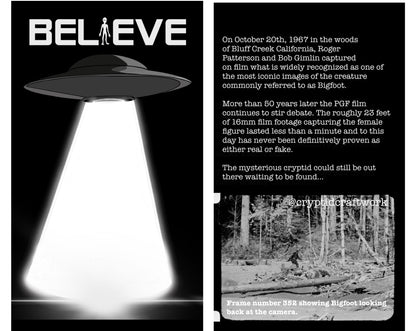 Bigfoot Believe UFO Abduction Miniature Custom Carded Retro Noir Design Figure
