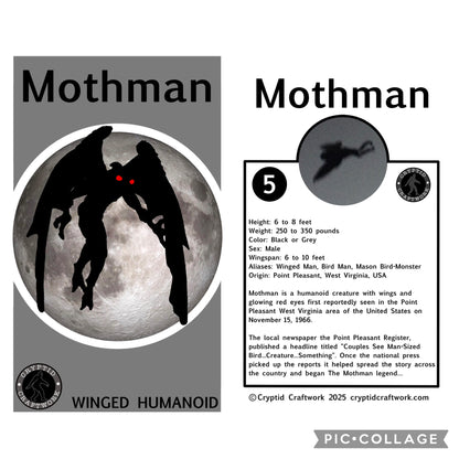 Mothman Custom Carded Retro Design Miniature Figure Grey