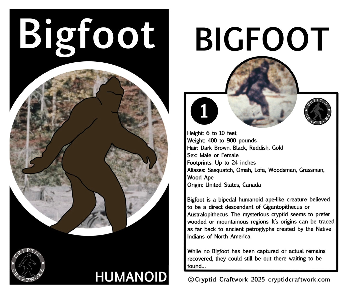 Bigfoot Miniature Black Custom Carded Retro Design Figure
