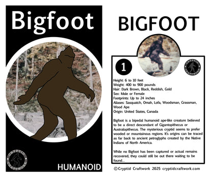 Bigfoot Miniature Black Custom Carded Retro Design Figure
