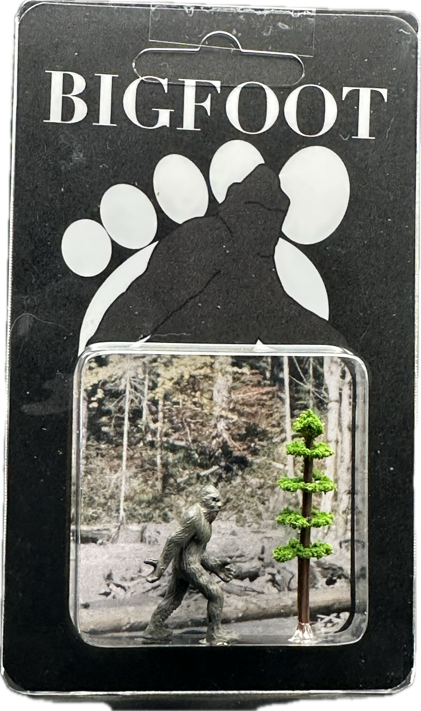 Bigfoot Miniature Custom Carded Retro Figure Noir Design with Tree