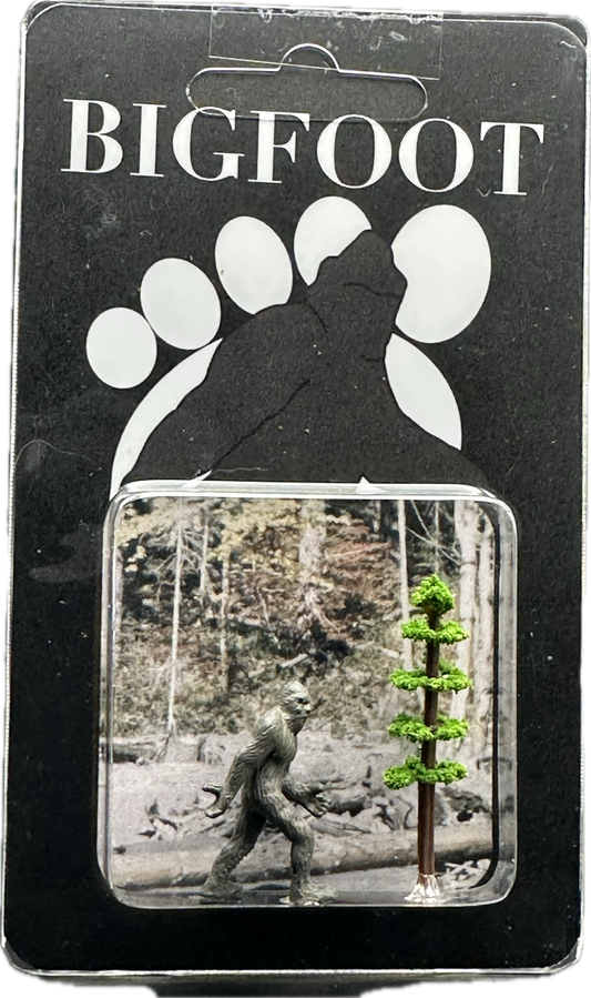Bigfoot Miniature Custom Carded Retro Figure Noir Design with Tree