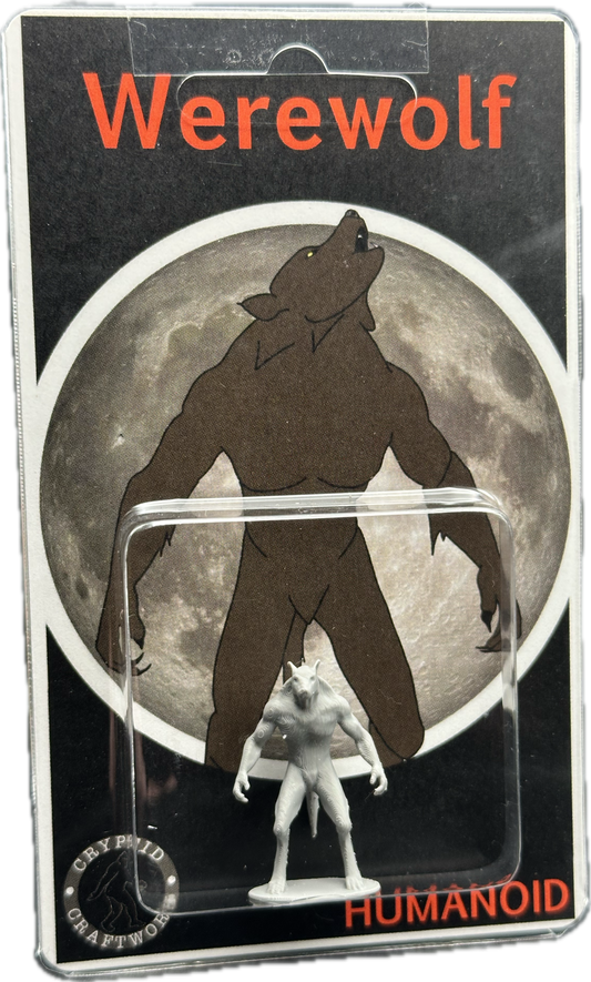 Grey Werewolf Miniature Custom Carded Retro Design Lycan Figure