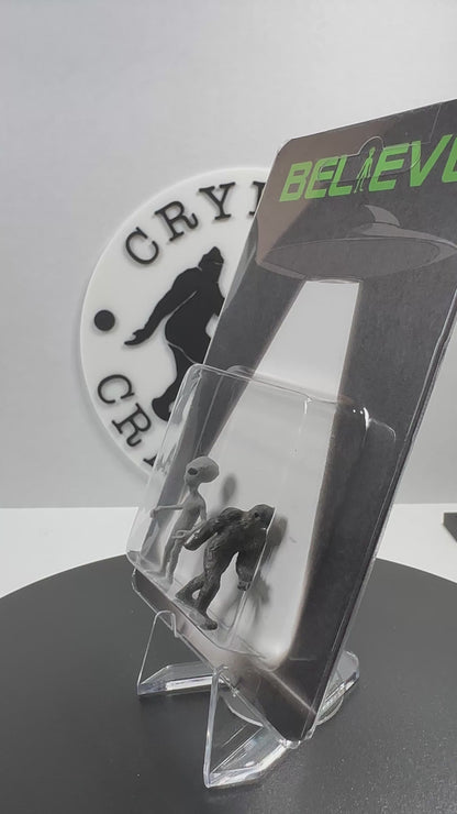 Grey Alien & Bigfoot UFO Abduction Believe Miniature Carded Figures