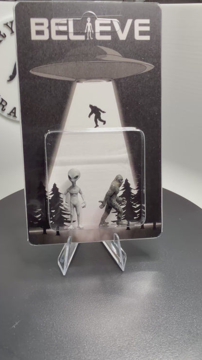 Grey Alien & Bigfoot UFO Abduction Believe Miniature Figures