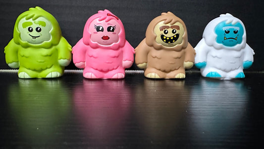 Bigfoot Sasquatch Rubber Duck Style Vinyl/Rubber Mini Figures Set of 4